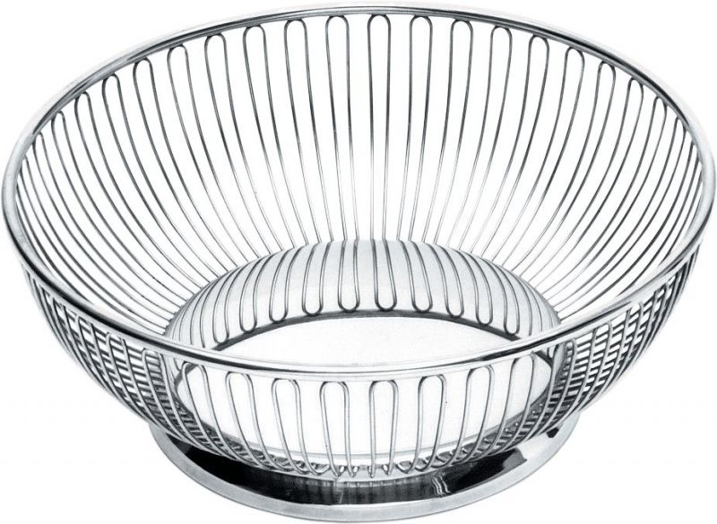 Alessi Drahtkorb 826/24 aus glänzendem Edelstahl, ideal als Obstkorb oder Brotkorb.
